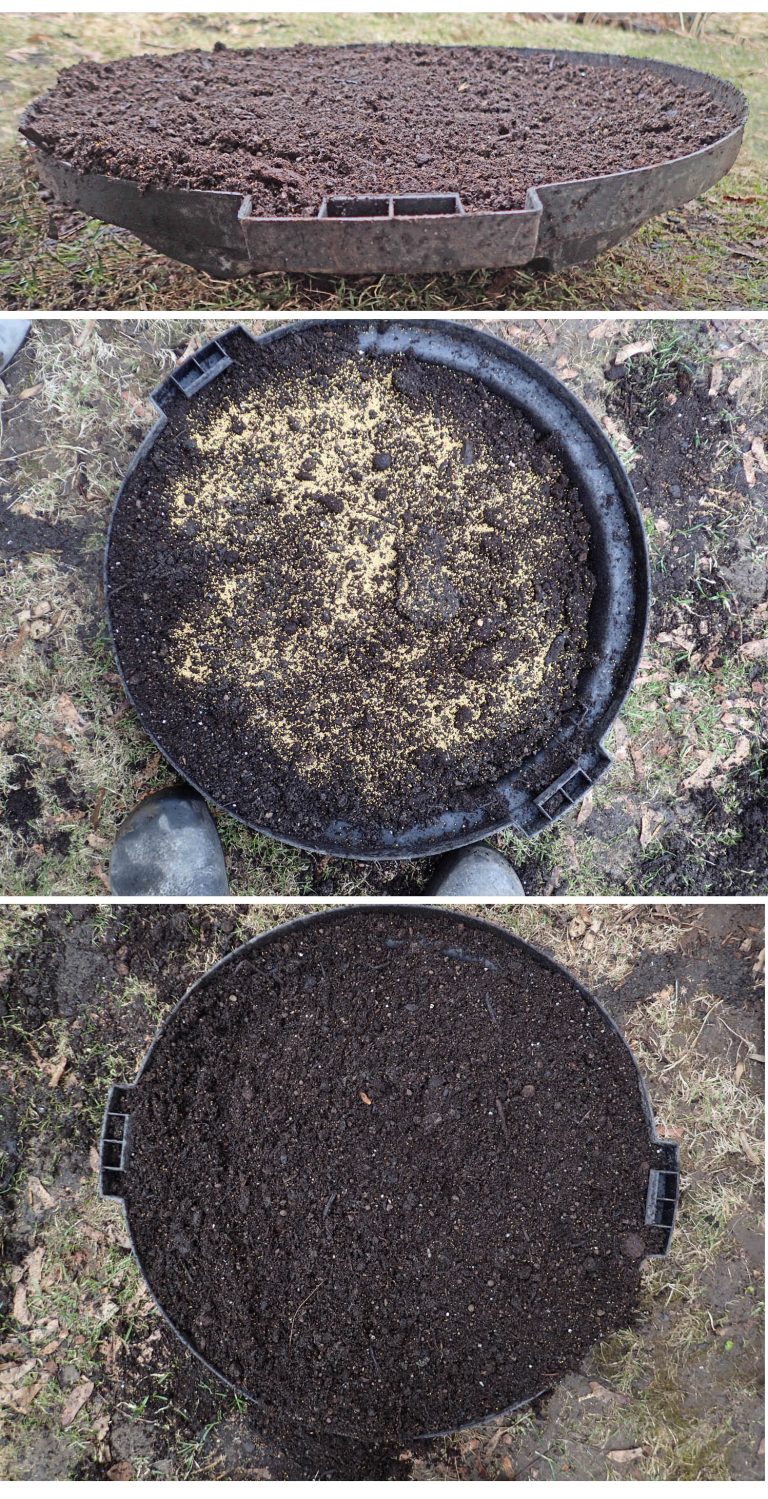 Spreading clover seed on a Halifax lawn Urban Landscapes NS